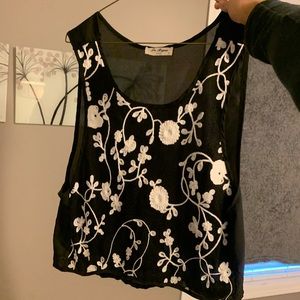 Black tank top with white accents